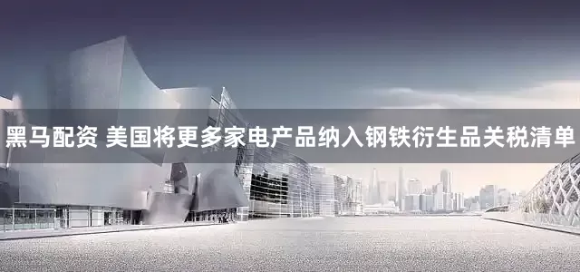 黑马配资 美国将更多家电产品纳入钢铁衍生品关税清单