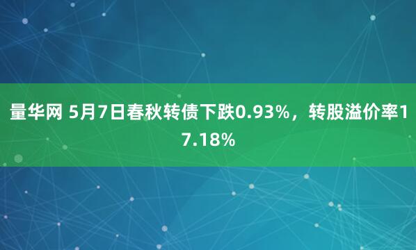 量华网 5月7日春秋转债下跌0.93%，转股溢价率17.18%